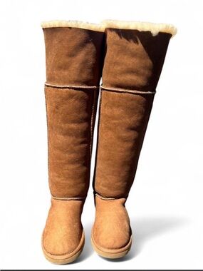 UGG Britney Tall Chestnut Suede Over-the-Knee Boots with Shearling Cuff